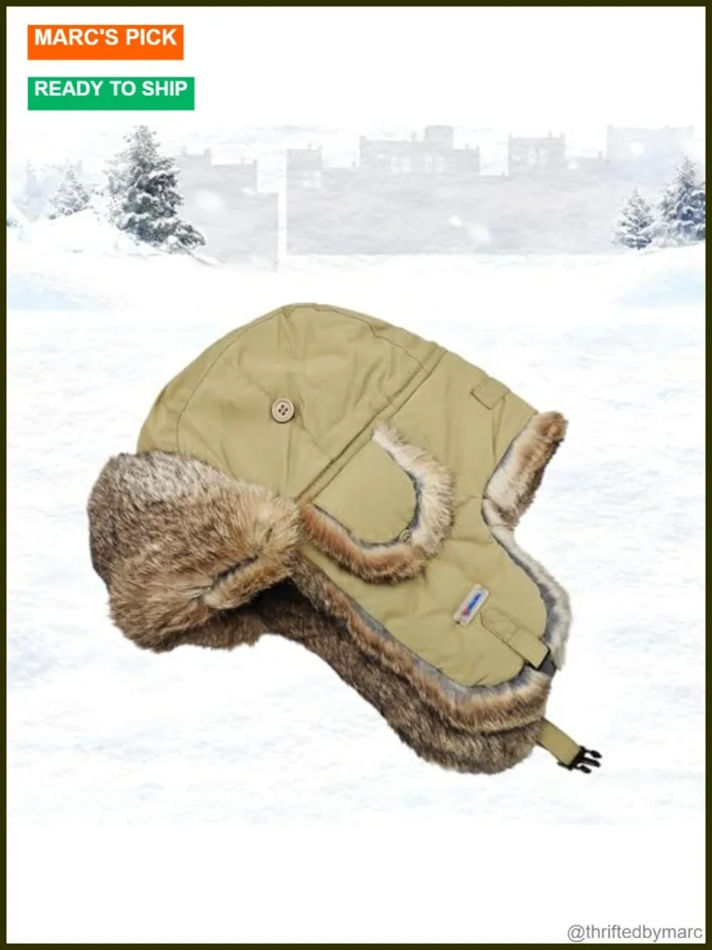 100% Rabbit Fur Trapper Hat Aviator Winter Hat with Ear Flaps Waterproof